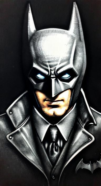 Psychedelic Charcoal Ghost Batman Illustration