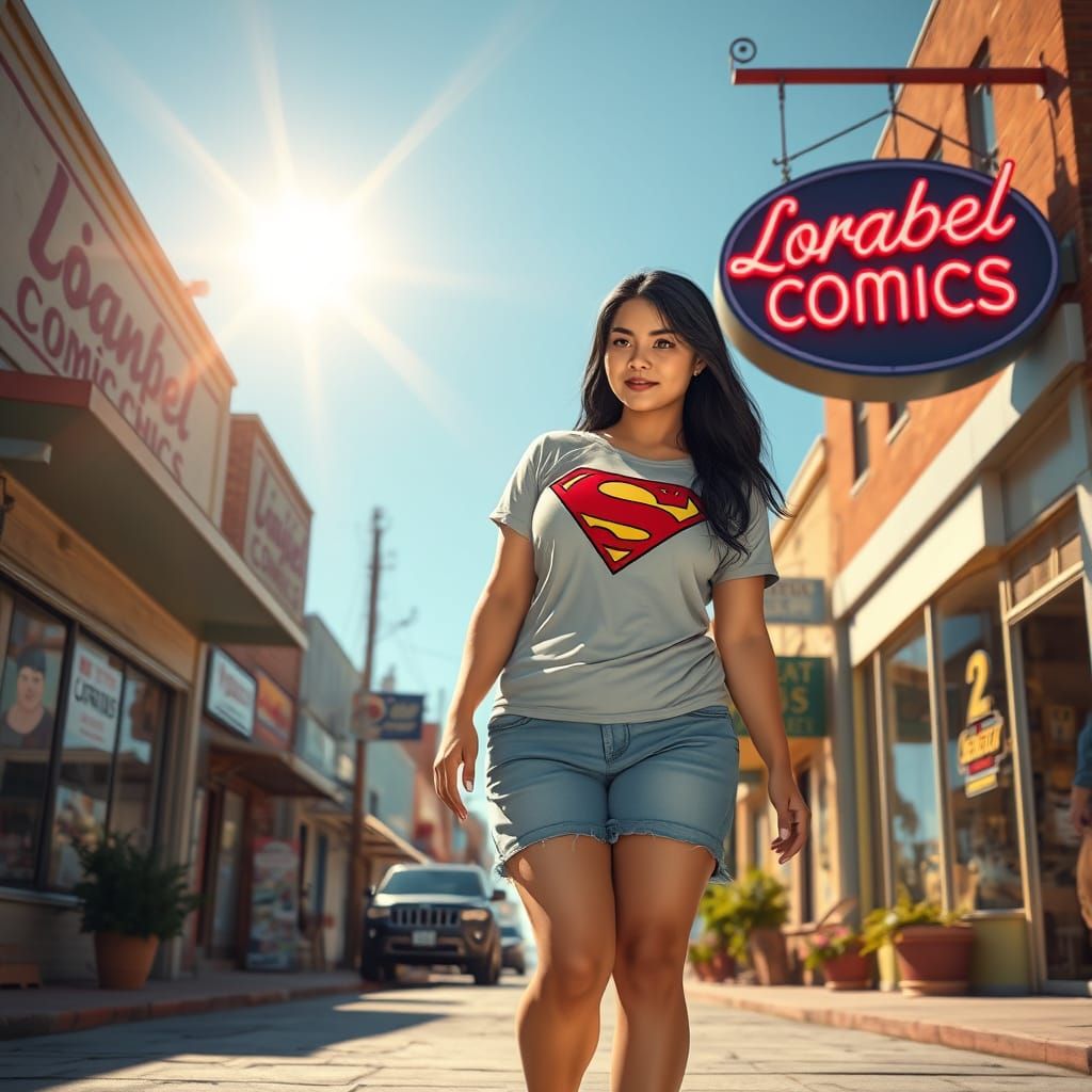 Filipina Superman in Art Nouveau Townscape