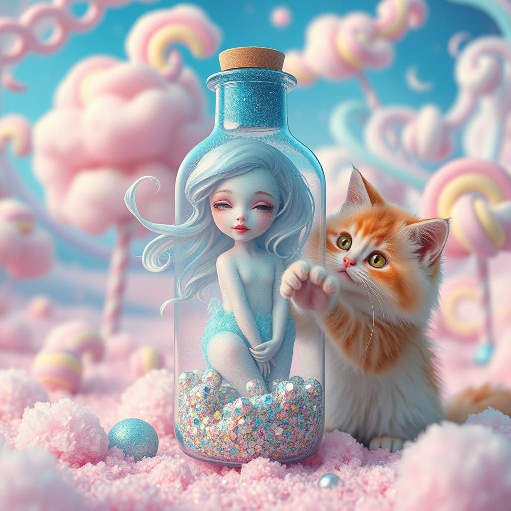 Whimsical Alien Encounter in a Colorful Dreamscape