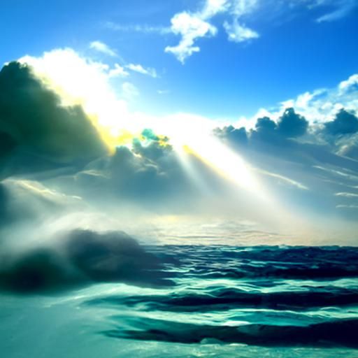 Heavenly Sunshine Beams Over the Ocean