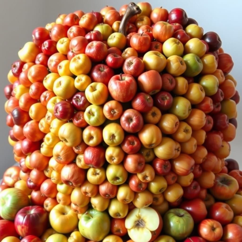 Surreal Pop Art Sculpture of Vibrant Apples in Impressionist...