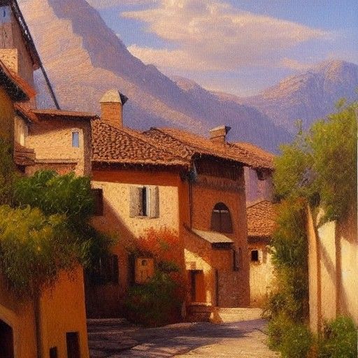 Italian Village Oil Painting by Gurney