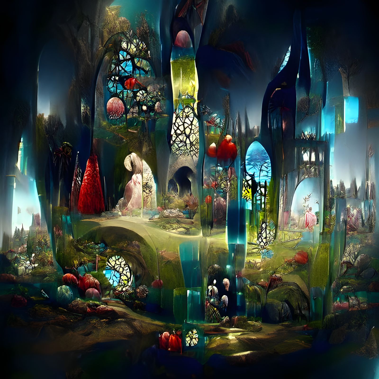 Alice in Wonderland Landscape in Digital Illustration Style