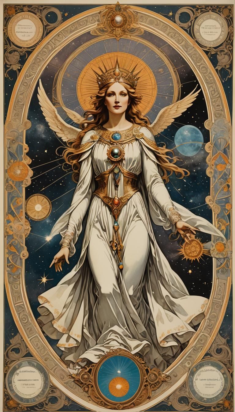 Greta Garbo as Angel Princess in Art Nouveau Style