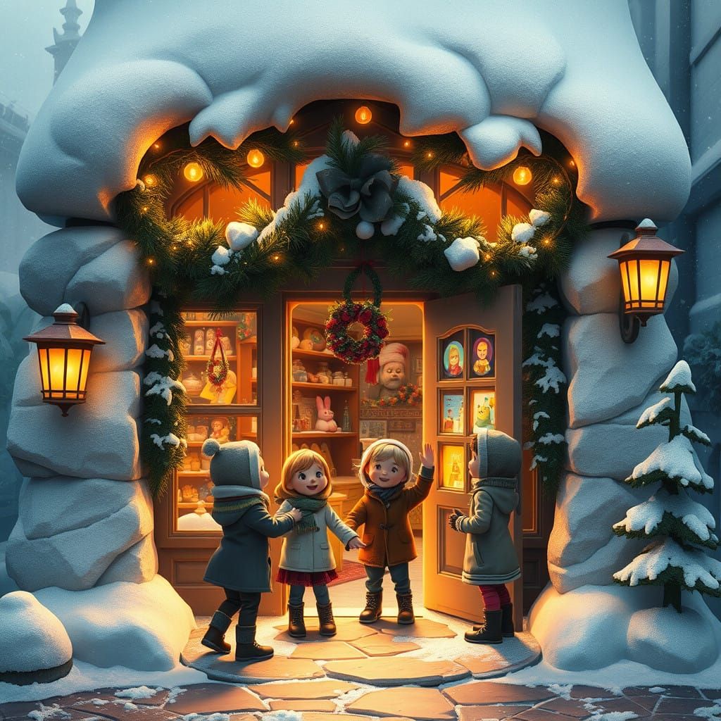 Charming Festive Storefront Beckons Families with Toy Treasu...