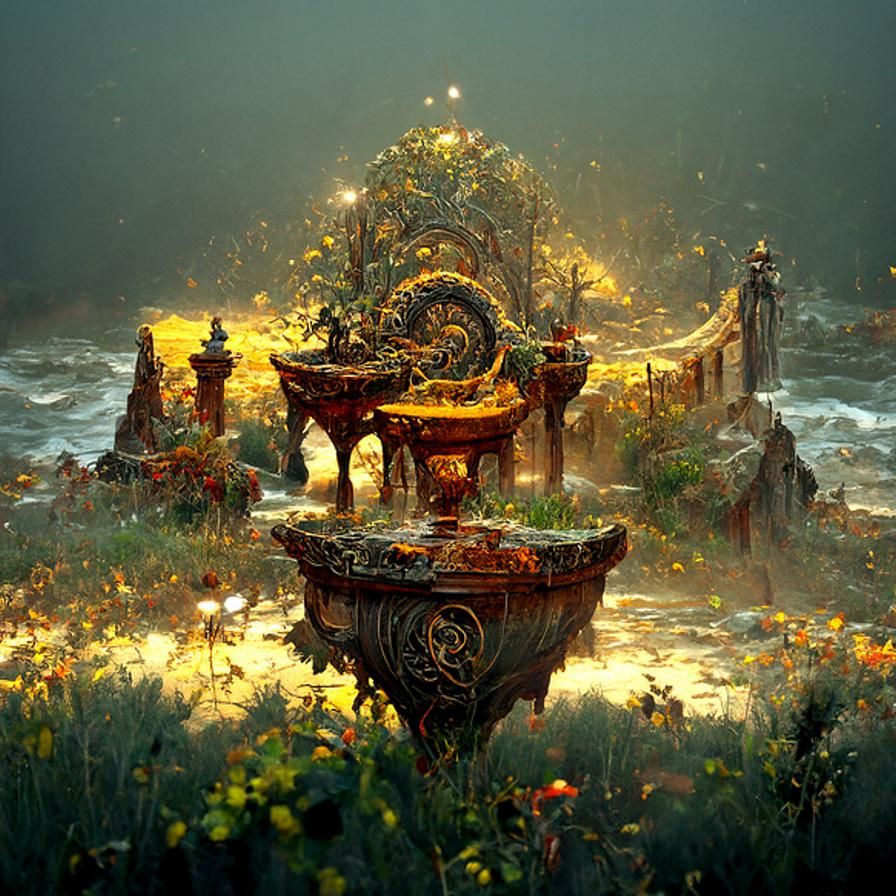 Mythological Garden Path in Detailed Digital Painting