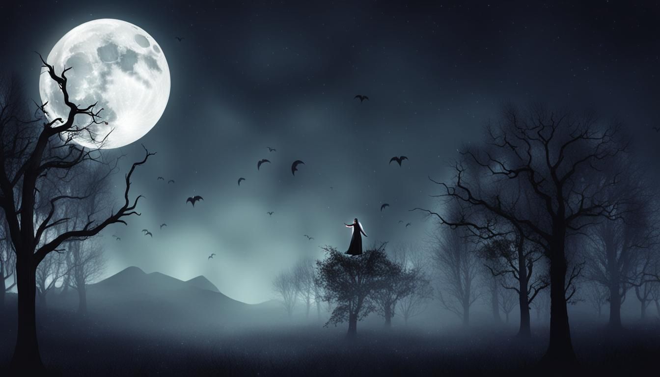 Vampire in Moonlight: Gothic Horror Scene