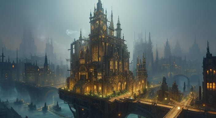 Steampunk Metropolis with Stitch Dolls and Animals