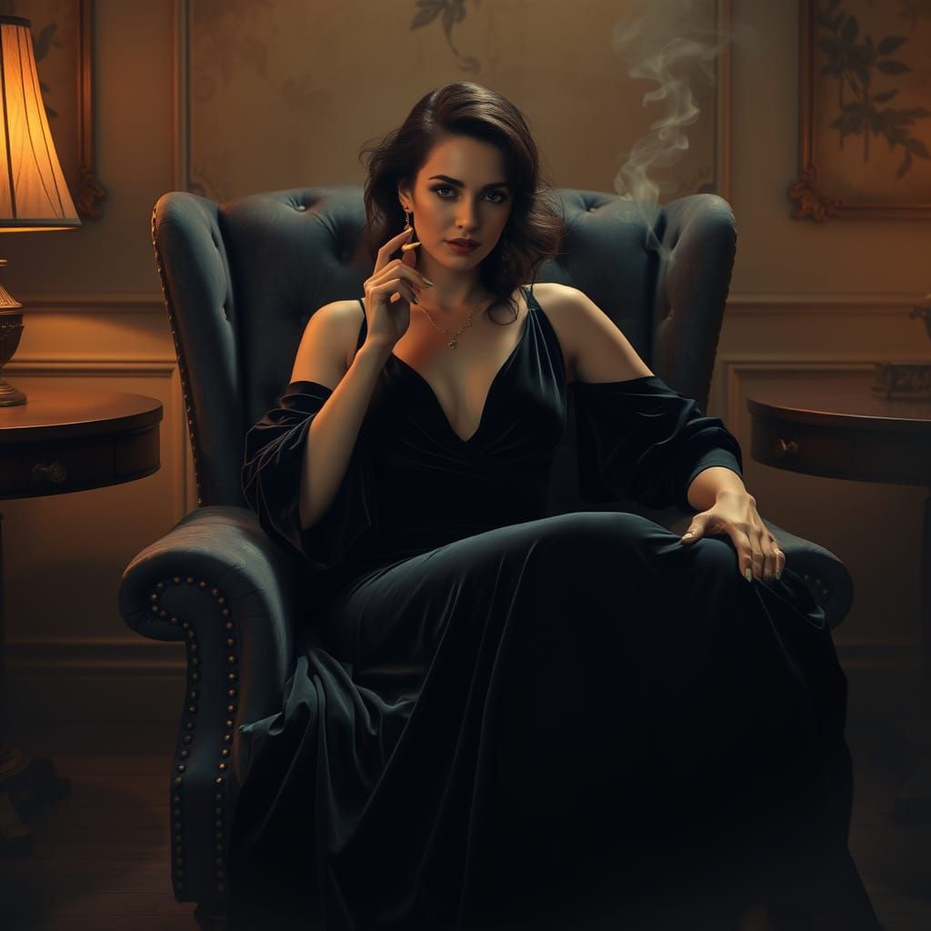 Luxurious Lady in Velvet Dreams