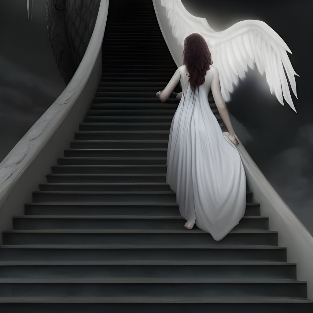 Woman with Black Wings Descending to Hell