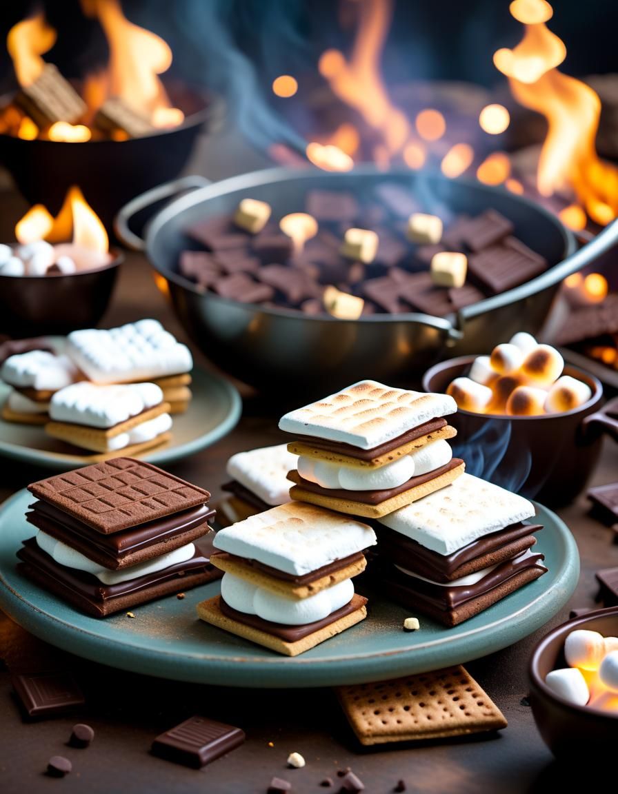 Delicious S'mores Buffet with Smokey Bokeh