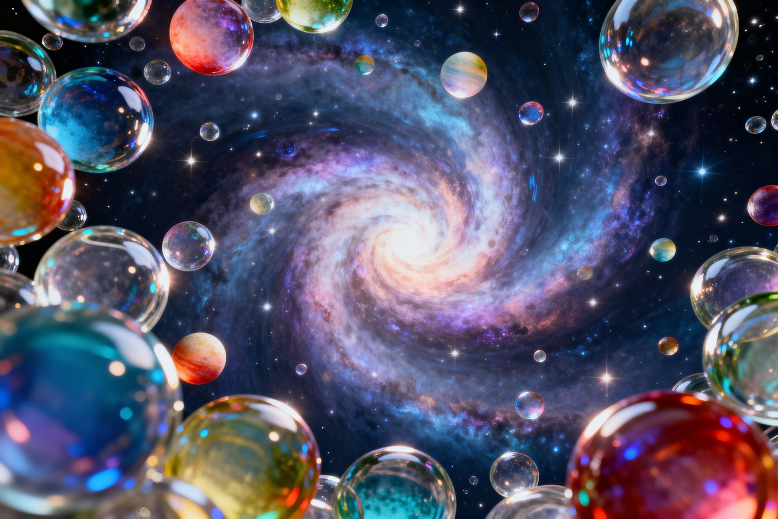 Vivid Cosmic Glass Spheres in Nebula