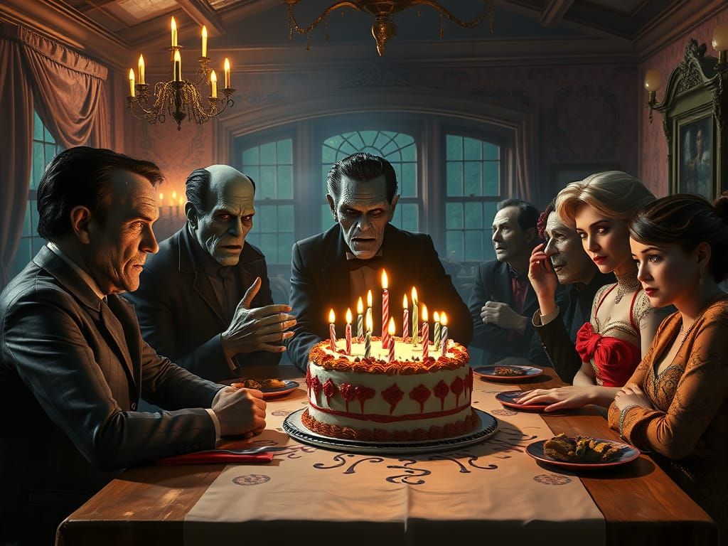 The Munsters Birthday Party in a Fantastical Matte Painting ...