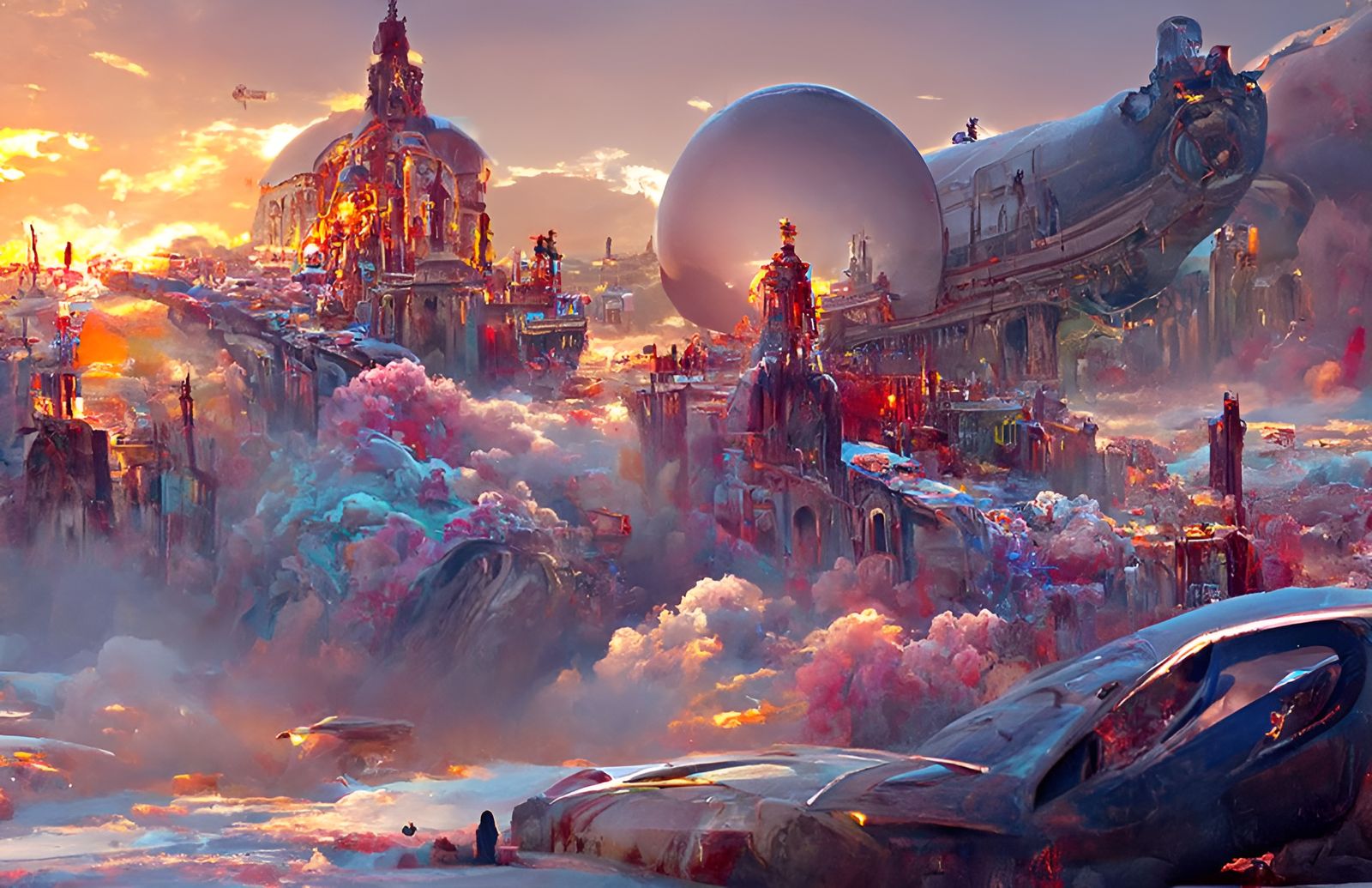 Hyperdetailed City of Machine and Industry Painting