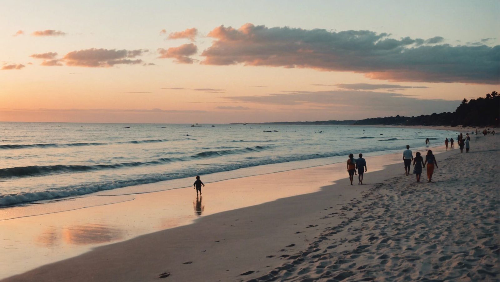 Vintage Beach Scene in 1950s Film Style