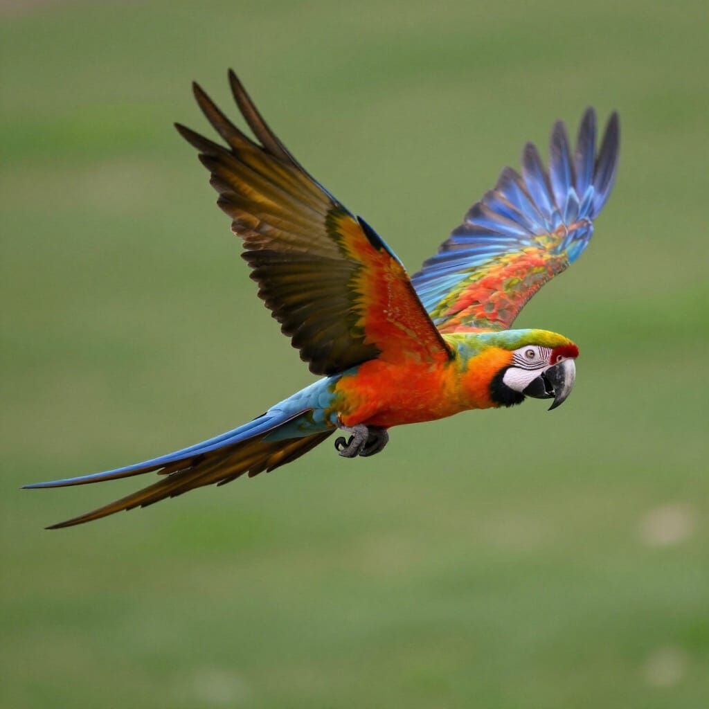 Vibrant Macaw Soars Freely in Lush Tropical Jungle