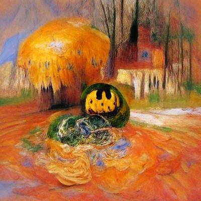 Impressionistic Halloween Pumpkin in Autumnal Setting