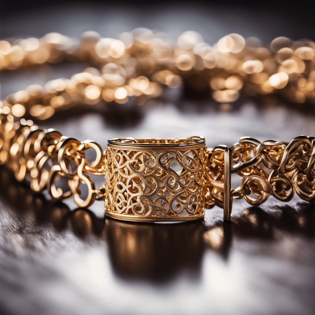 Macro Photograph of Elegant Gold Necklace