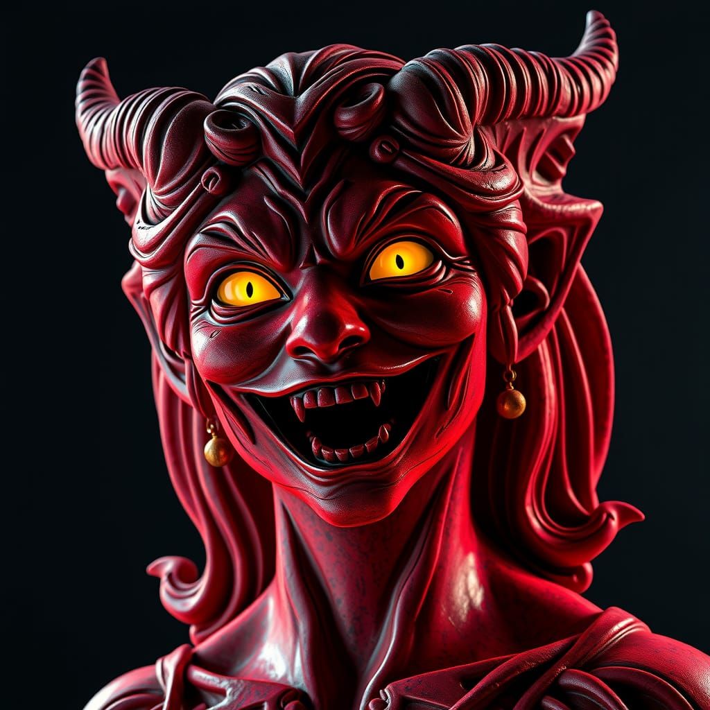 Scarlet Demon Bust in Greco-Roman Neoclassical Style
