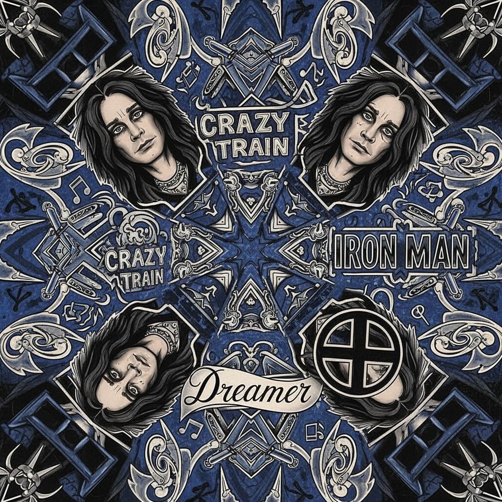 Ozzy Osbourne Kaleidoscope in Tattoo Art Style