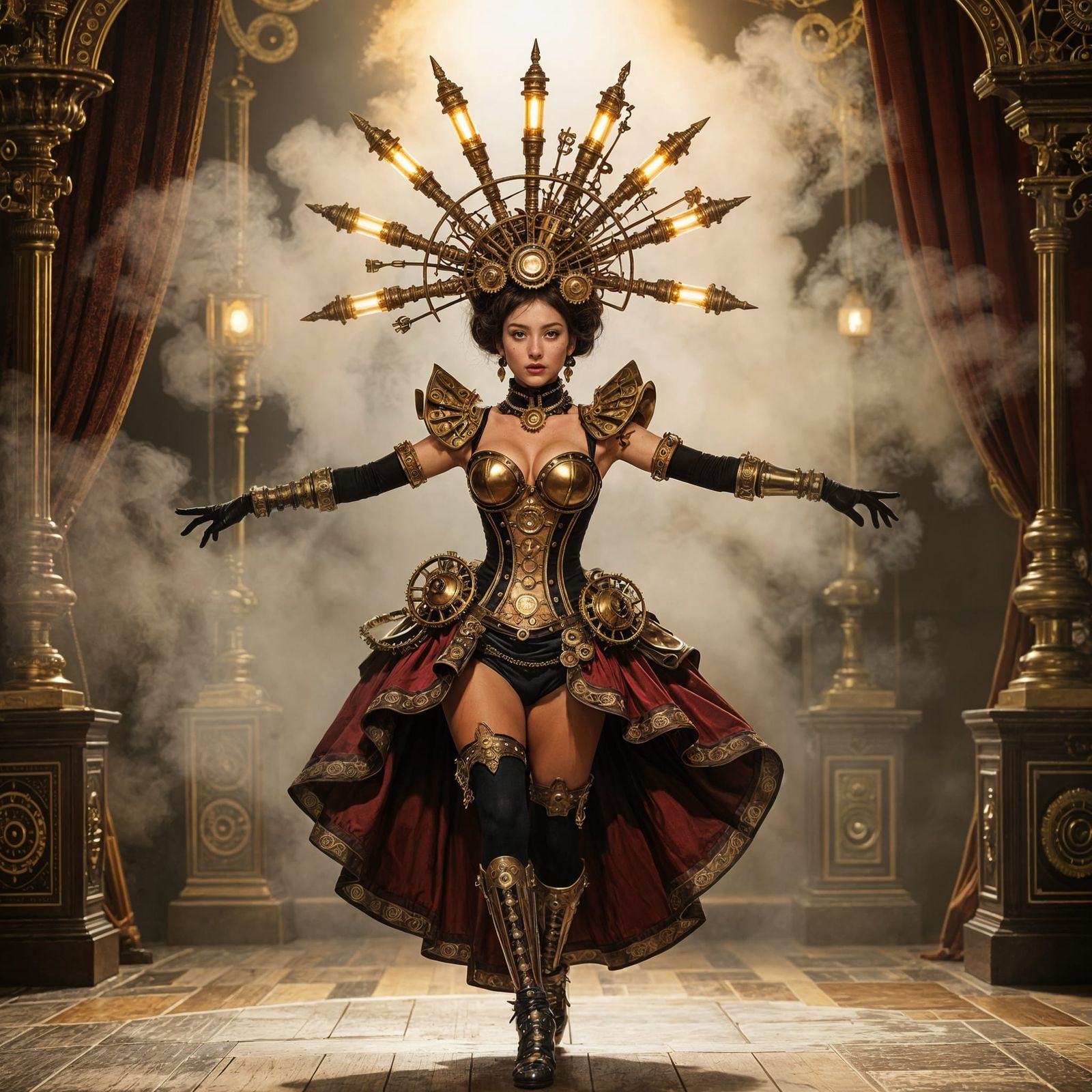 Steampunk Showgirl's Mesmerizing Clockwork Dance