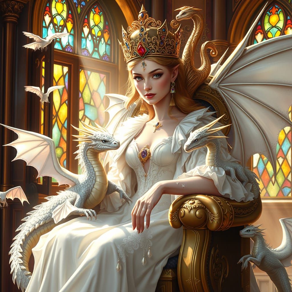 Majestic Dragon Queen in Regal Elegance
