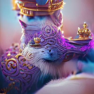Fantastical Royal Cat Portrait in Detailed Matte Style