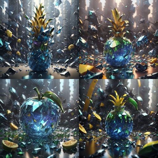 Vibrant Glass Fruit Sculpture in Polychromatic Style