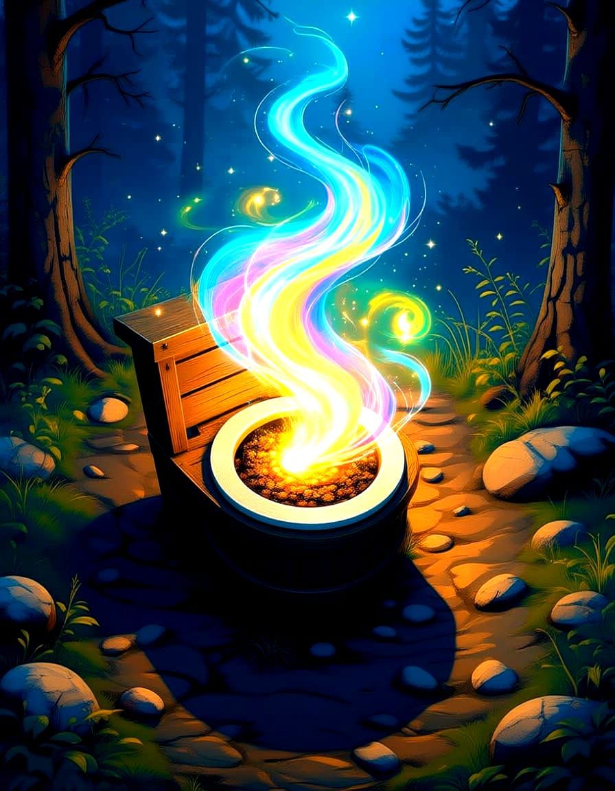 Magical Latrine Vortex in Romantic Painting Style
