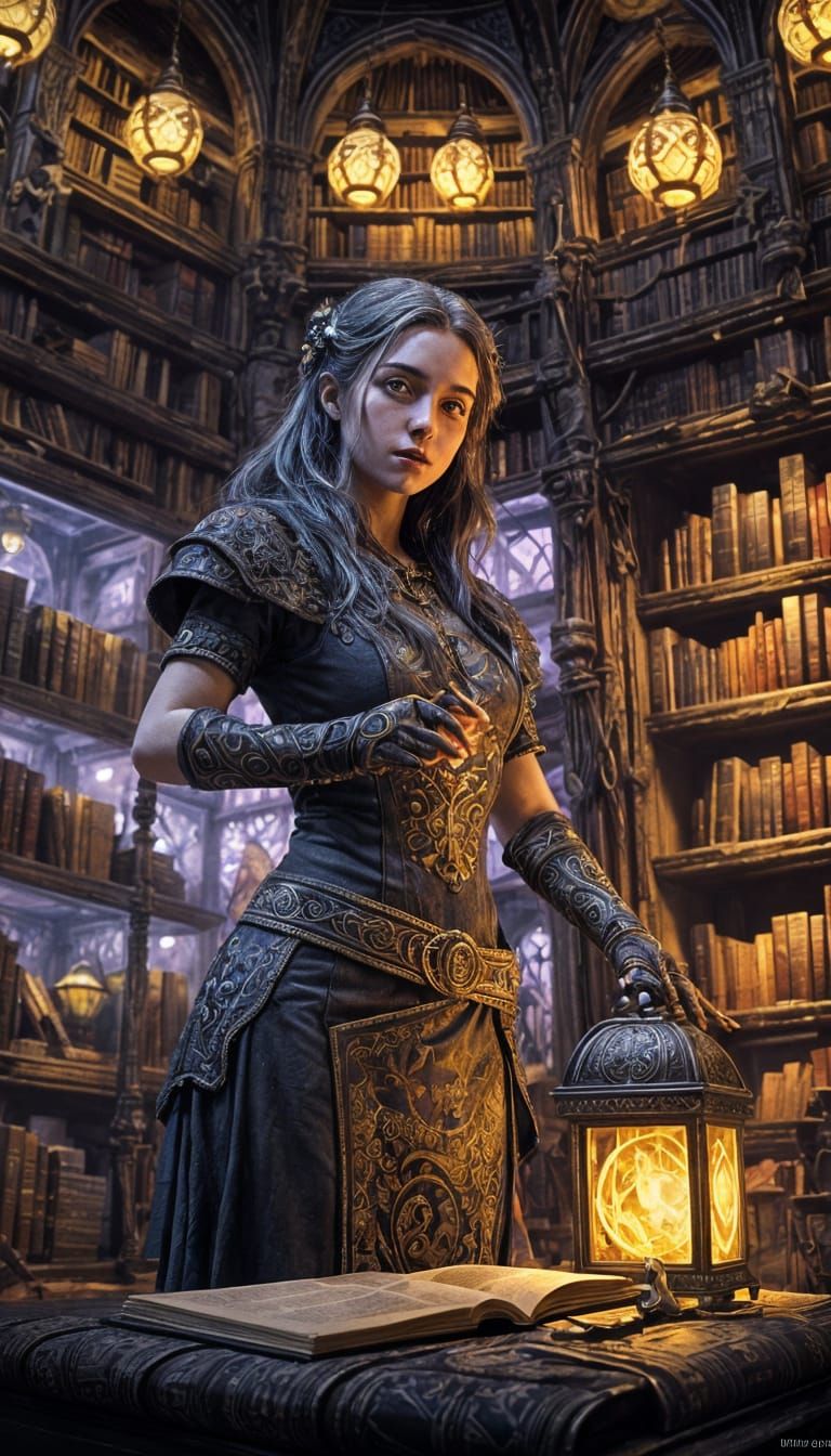 Dark Fantasy Bookstore Concept Art in 8k