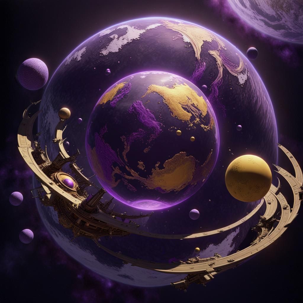 Fox Orbs Floating Around Earth: Dark Fantasy Art