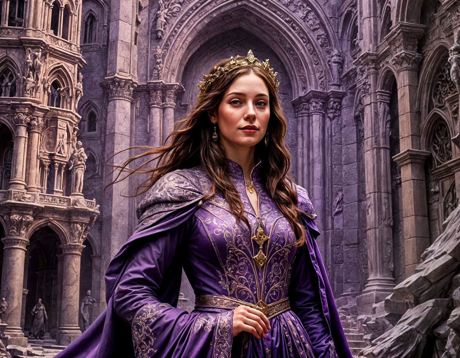 Renaissance Woman Portrait with Deep Color