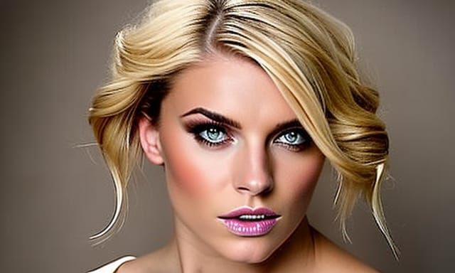 Exquisite Blonde Woman with Angular Face