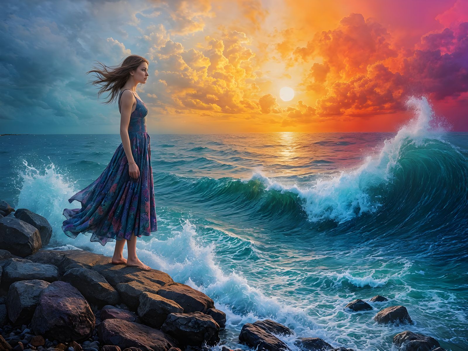 Abstract Storm of Colors and Love