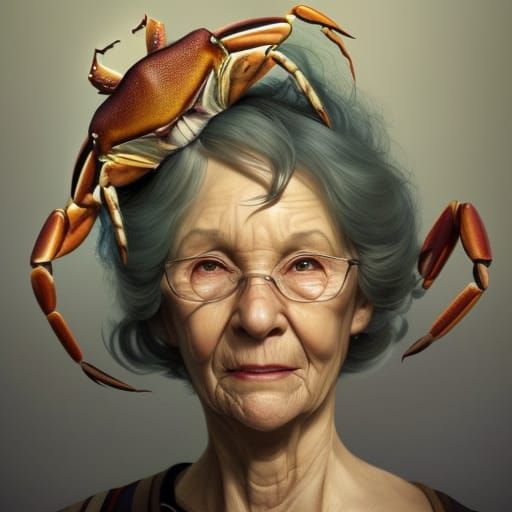 Crab Hat Portrait in Hyperdetailed Style