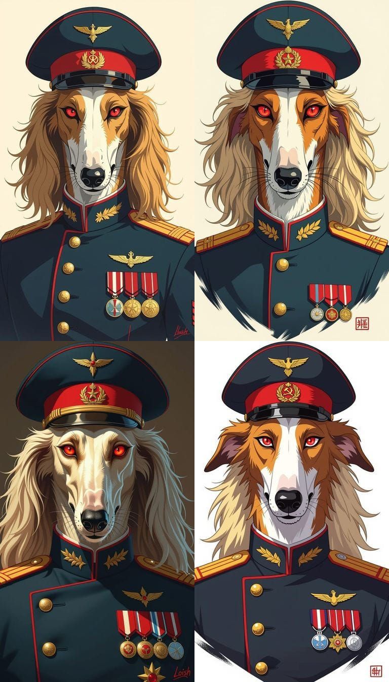 Intimidating Borzoi Spy in KGB Uniform