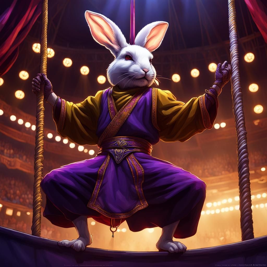Rabbit Monk Trapeze Artist: Dark Fantasy Concept Art