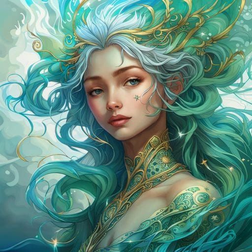 Fantasy Portrait of a Cloud Goddess in 8K