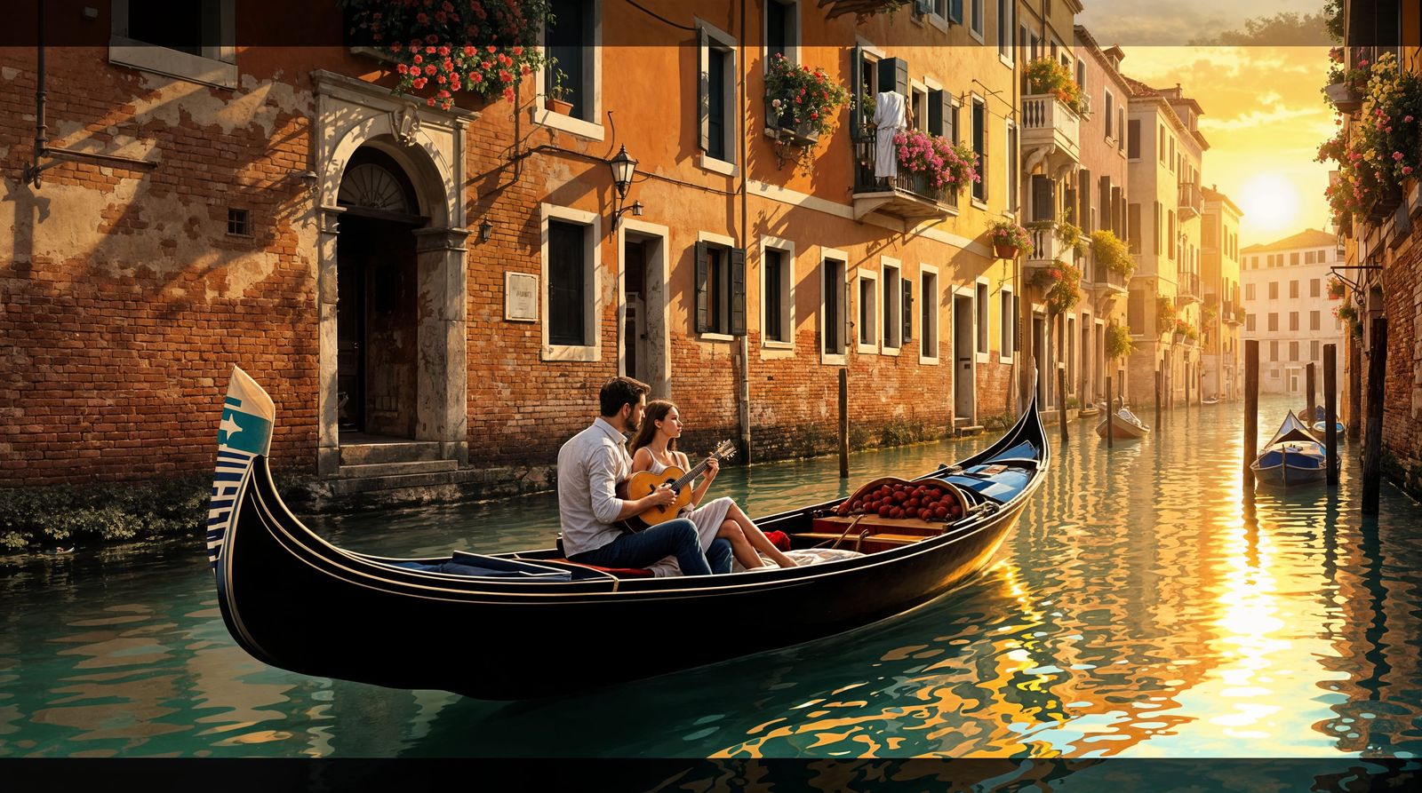 Romantic Venetian Canal Scene in Soft Digital Painting