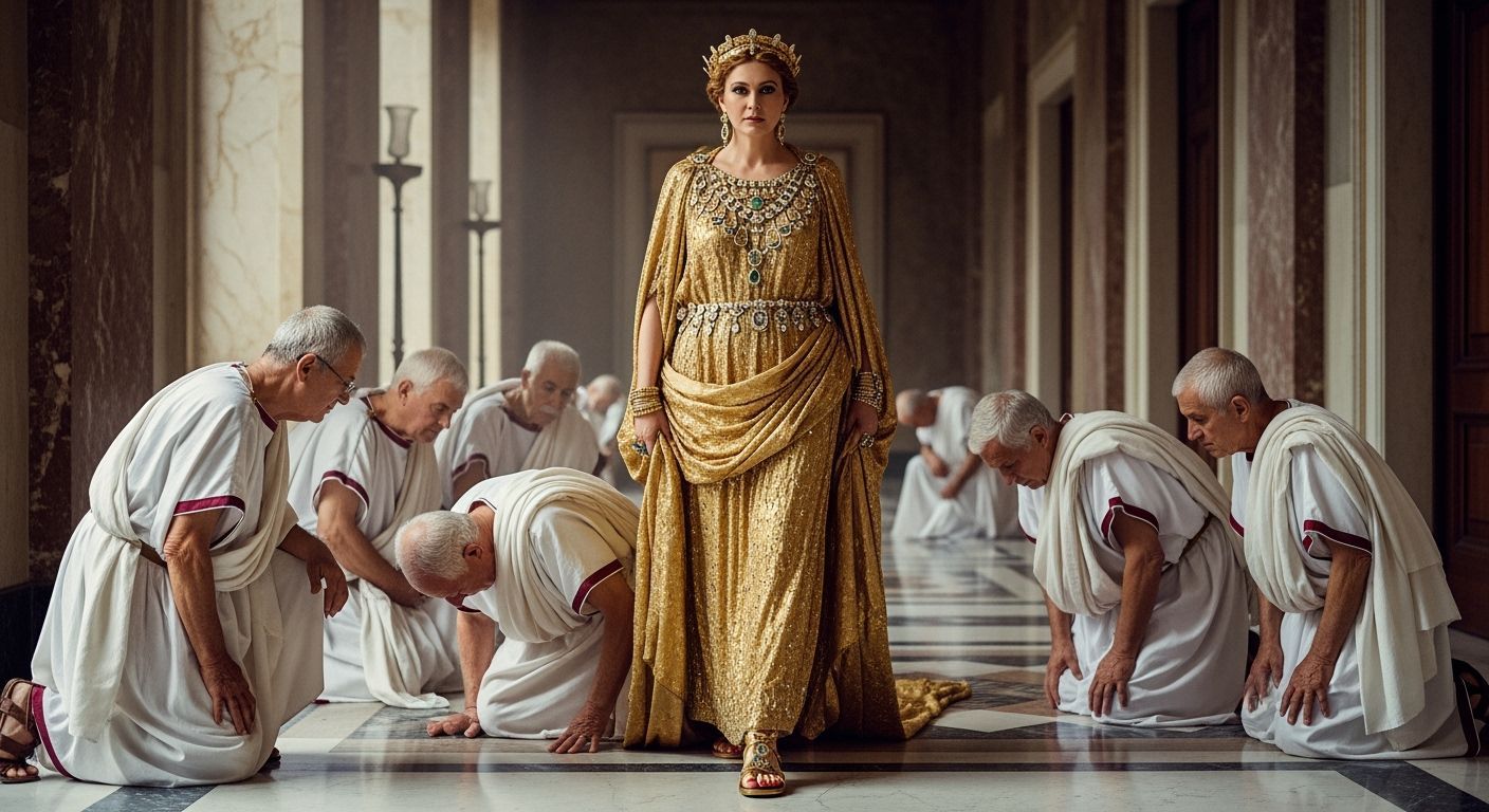 Empress Messalina in Opulent Palace Corridor