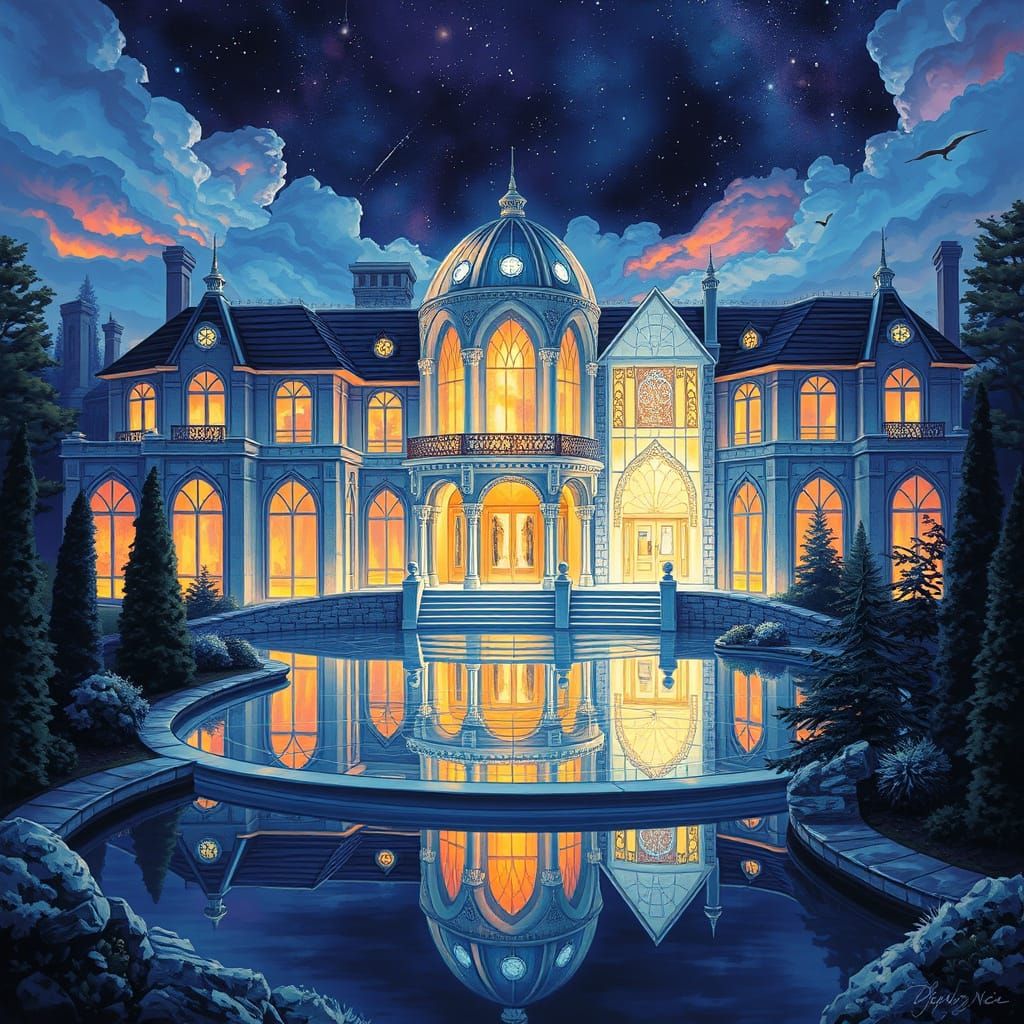 Crystal Estate with Iridescent Glow