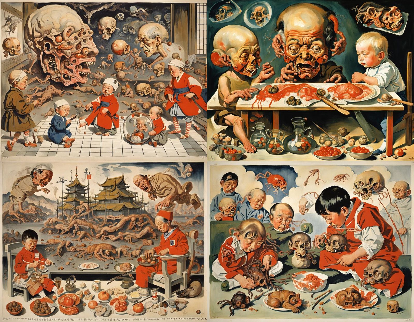 Disturbing Vivisection Scene Inspired by Surrealist Art