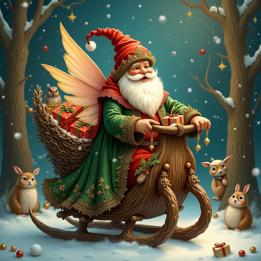 Woodland Fairy Santa's Winter Journey