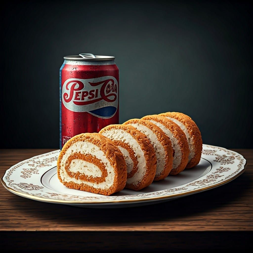 Luxurious Vintage Pepsi Can Roulade in Opulent Still-Life St...