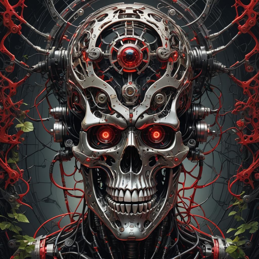 Futuristic Transparent Skull with Glowing Eye