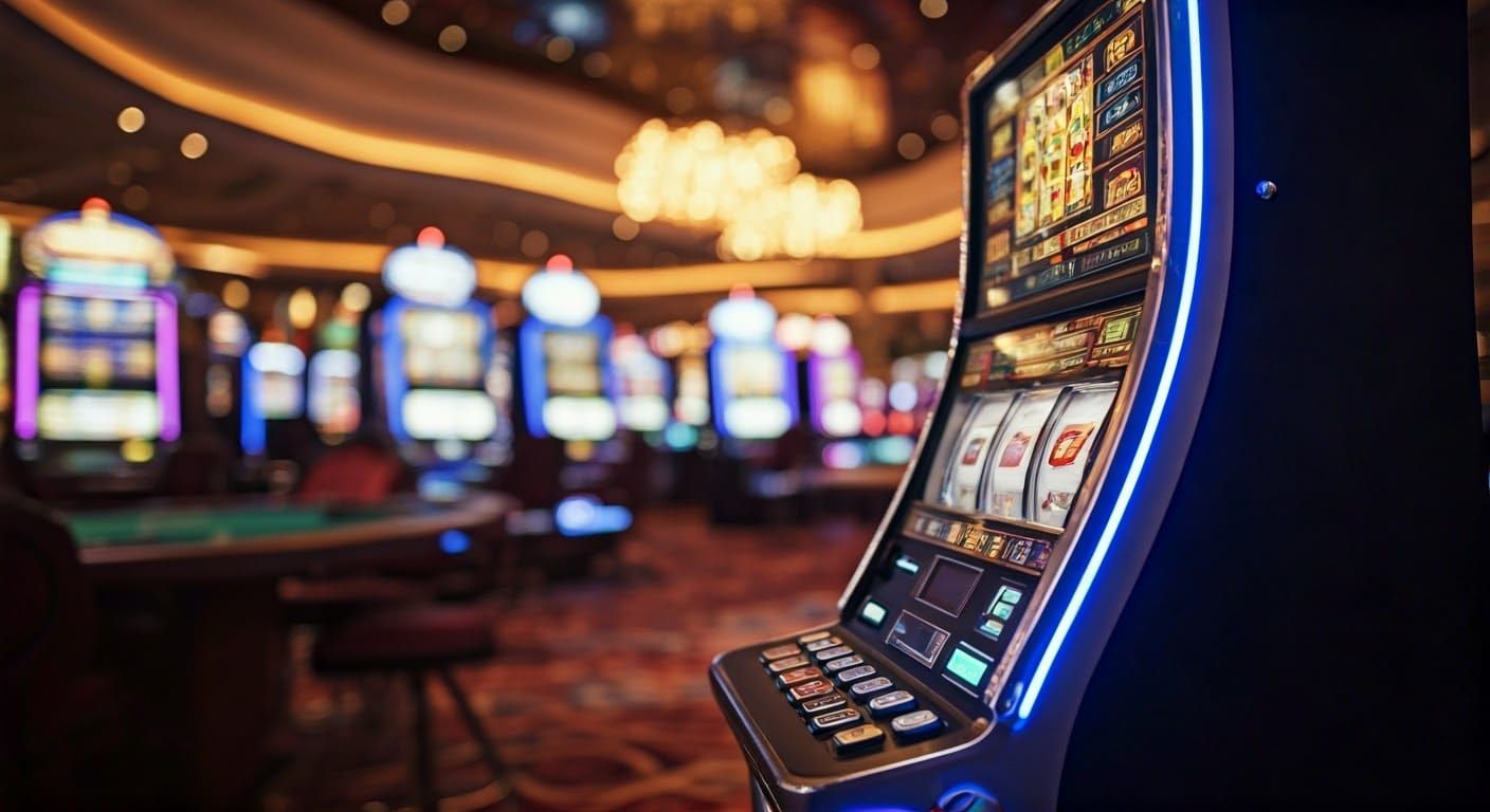 Luxurious Casino Scene with Modern Slot Machine