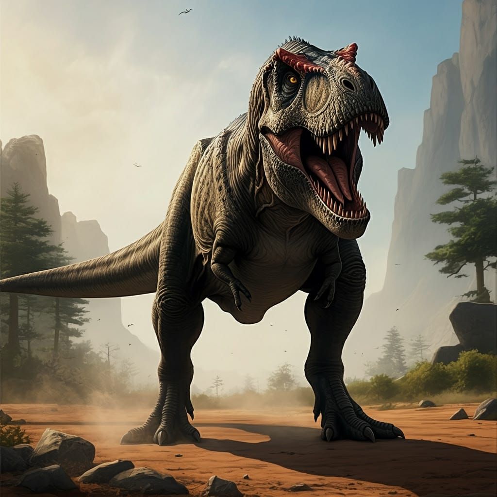 Majestic, Battle-Scarred T. Rex Dominates Prehistoric Landsc...