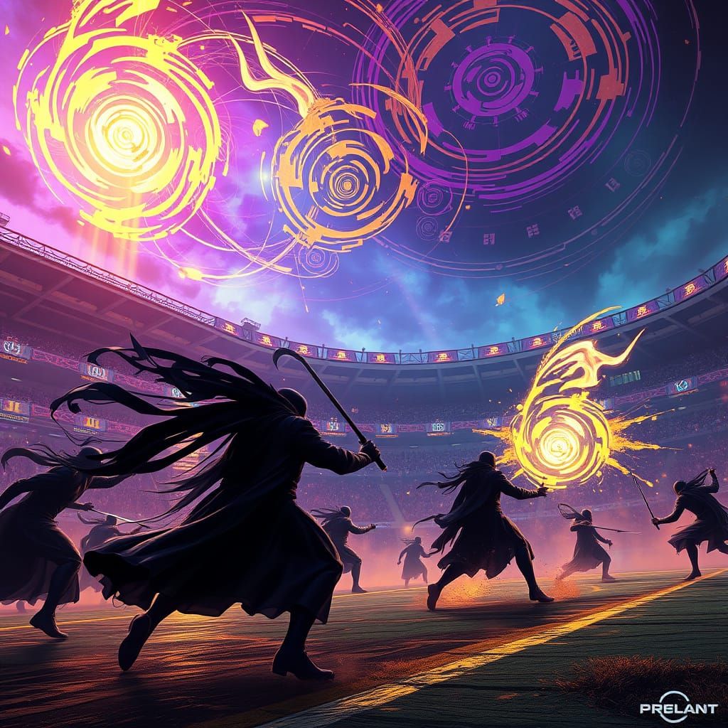 Dark Fantasy Arena: Shadow Players in Digital Painting Style