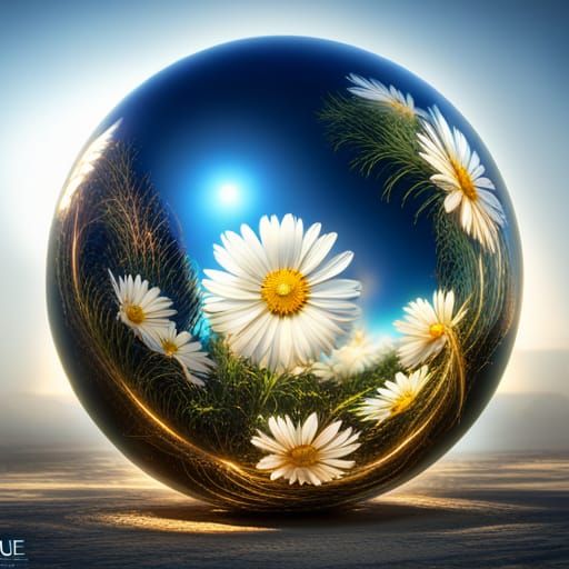 Sparkling Daisy in Glass Orb: Fantasy Concept Art