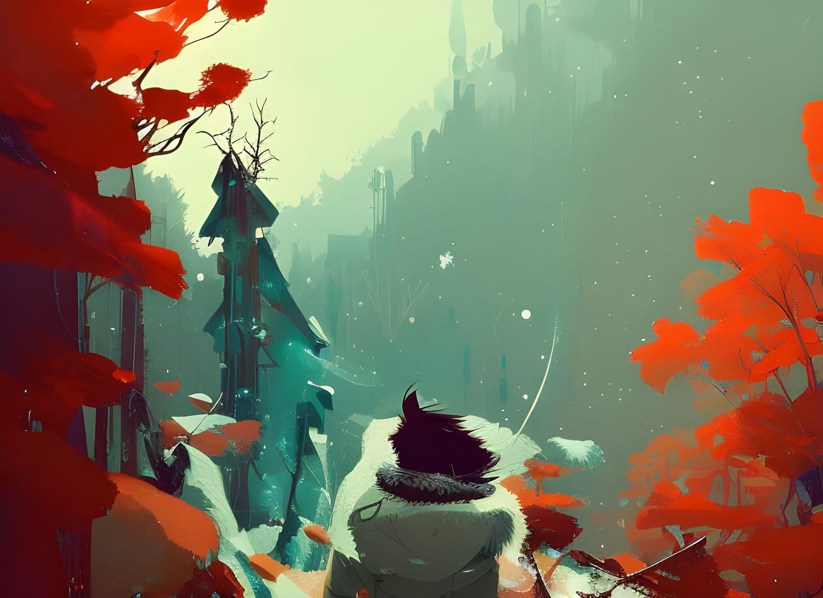 Elemental Ice Spirits in Composite Art Style